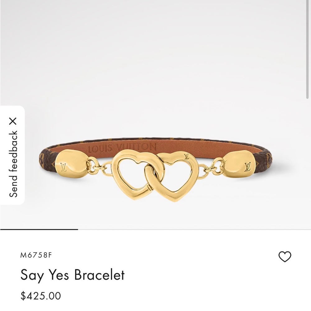 Louis Vuitton Brown Monogram Bracelet with Gold Heart Links